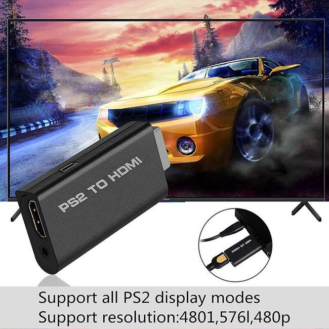 Adaptateur De Convertisseur Ps2 À HDMI - Convertisseur Vidéo Ps2 En Convertisseur Hdmi - Sortie Audio Avec Écran Hdtv De 3,5 Mm Hdmi Supporte Mode Ps2 - 4