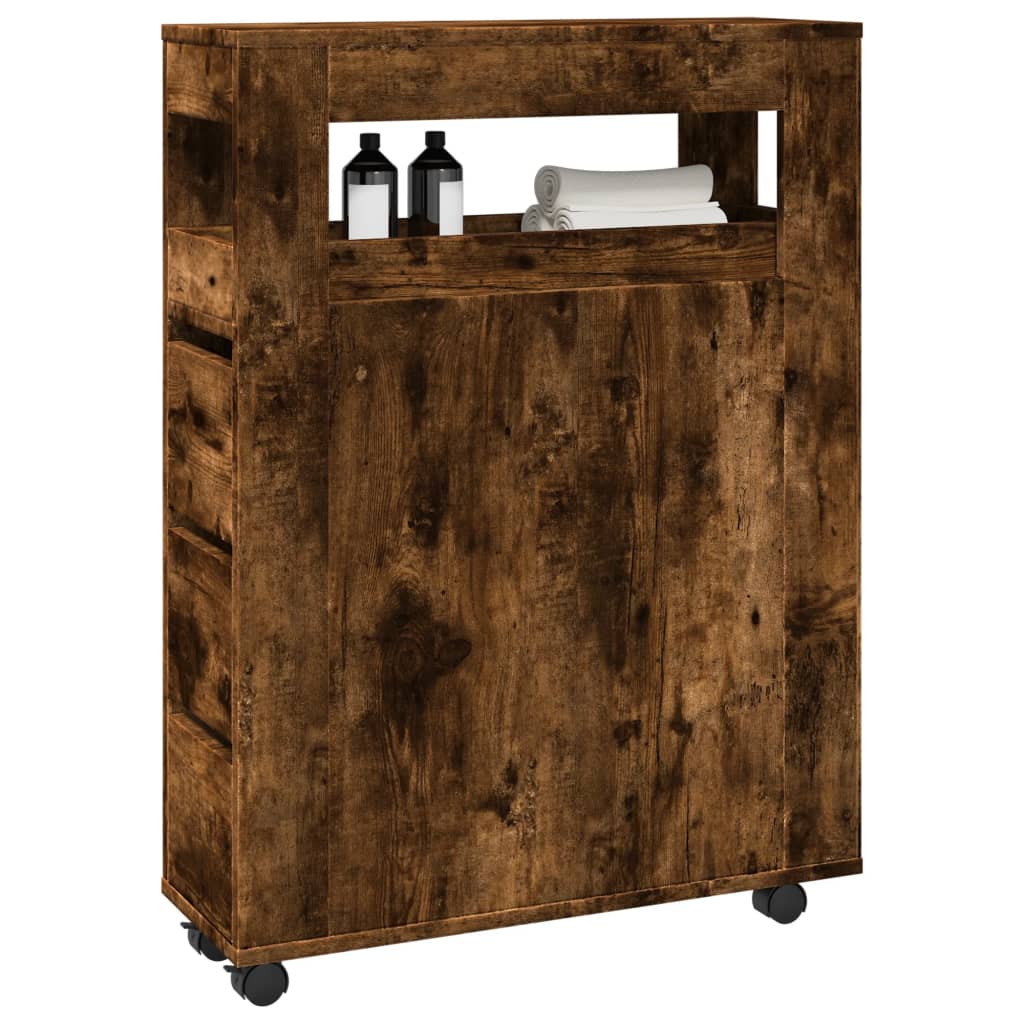 Meuble De Salle De Bain étroit à Roulettes HOMCOM - 3 Tiroirs + 5 étagères - Blanc - 20x40x80cm - Pour Petits Espaces