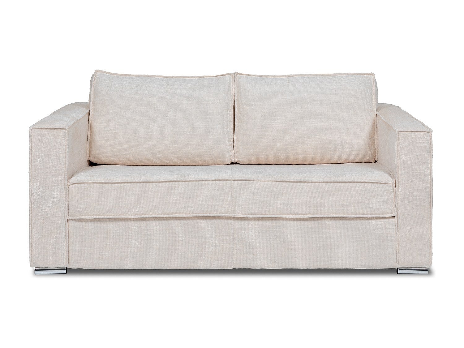 Kanapa 3-osobowa rozkładana typu express z beżową szenilową tapicerką - Miejsce do spania z szerokimi listewkami 140 cm - Materac 14 cm - LORETO