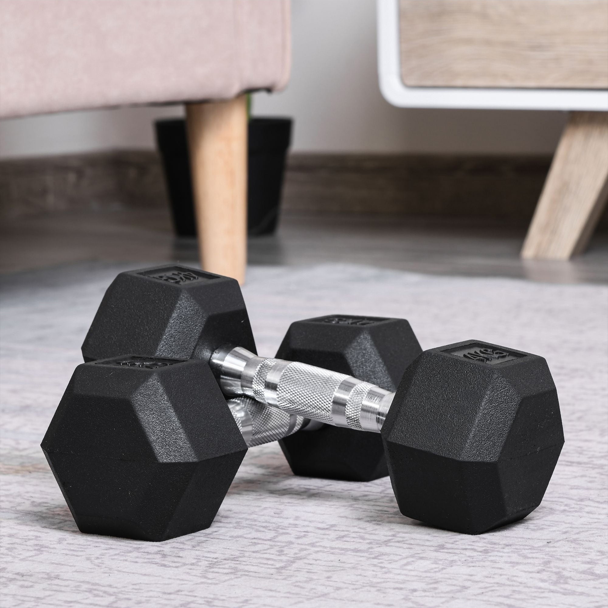 Conjunto de Halteres HOMCOM Metal e Borracha Preto 27,2x10,5 cm - 2