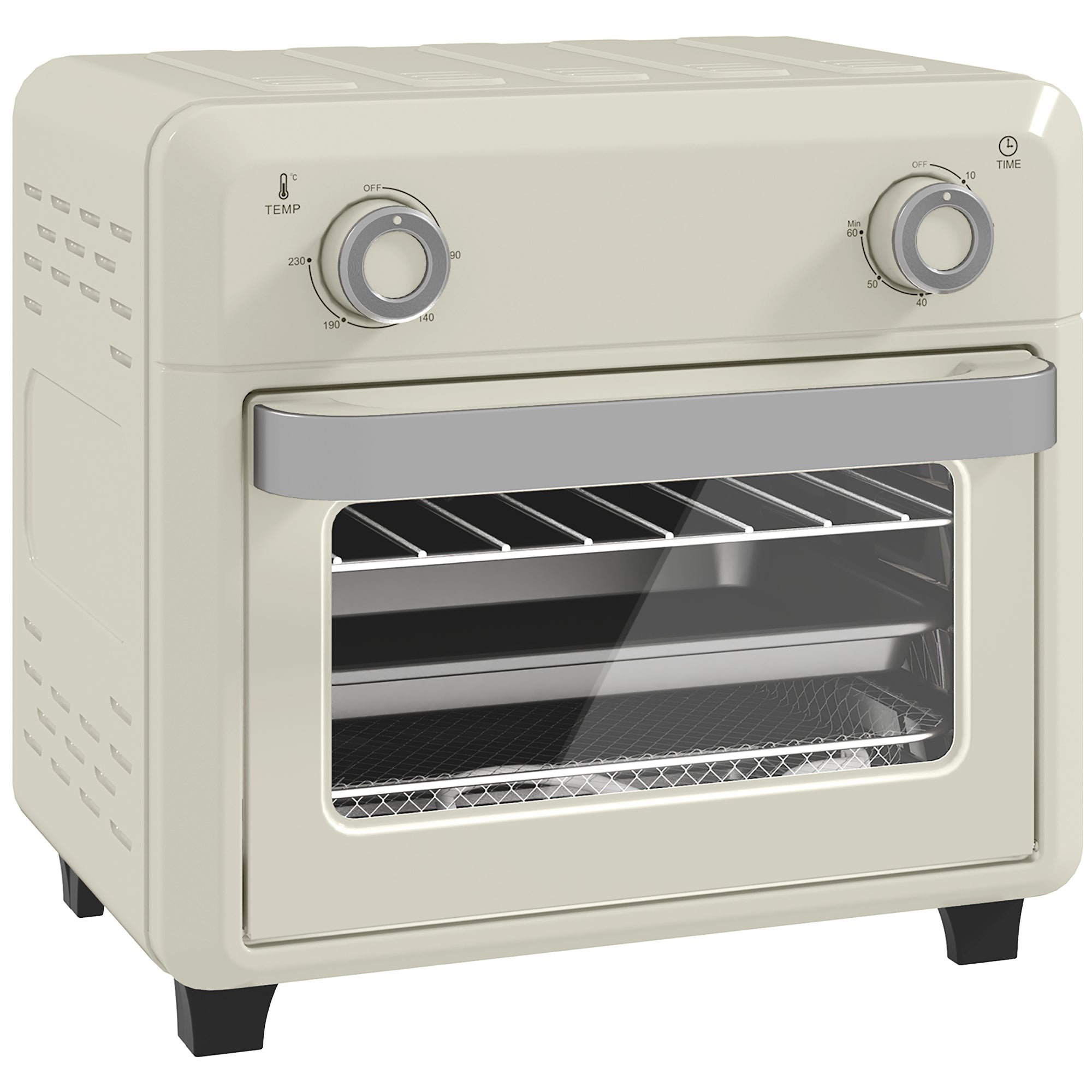 Four HOMCOM Mini à convection 10 L 2 en 1 avec grille, friteuse à air chaud 80 °C-230 °C avec écran tactile, 1000 W - 2