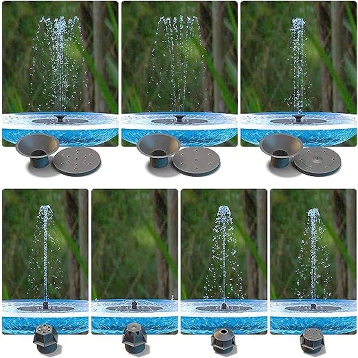 Fontaine solaire de jardin flottante 3W, 8 modes de jet, LED colorées, batterie intégrée, protection pompe, fixation renforcée - 2