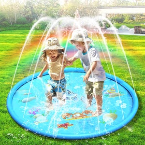 Piscine Gonflable Splash Pad | Piscine à E'claboussures pour Enfant Piscine Gonflable D'arrosage | Jouet d'eau E'té Splash Eau Pataugeoire Jeu Jouets pour Garçons Filles en Plein Air Jardin Pelouse