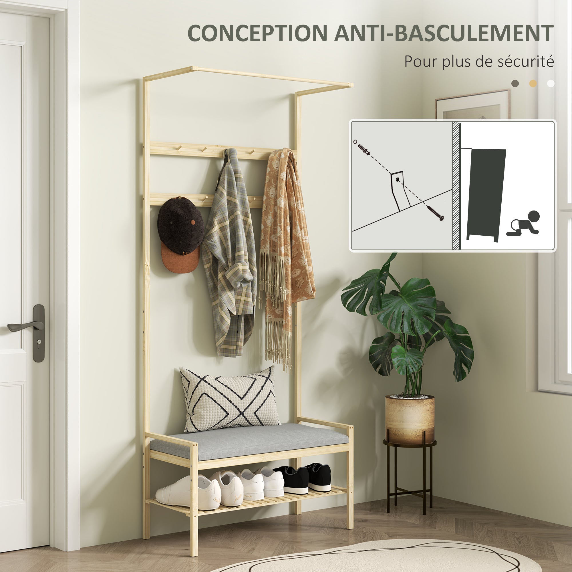 Vestiaire d'entrée Bambou HOMCOM - 7