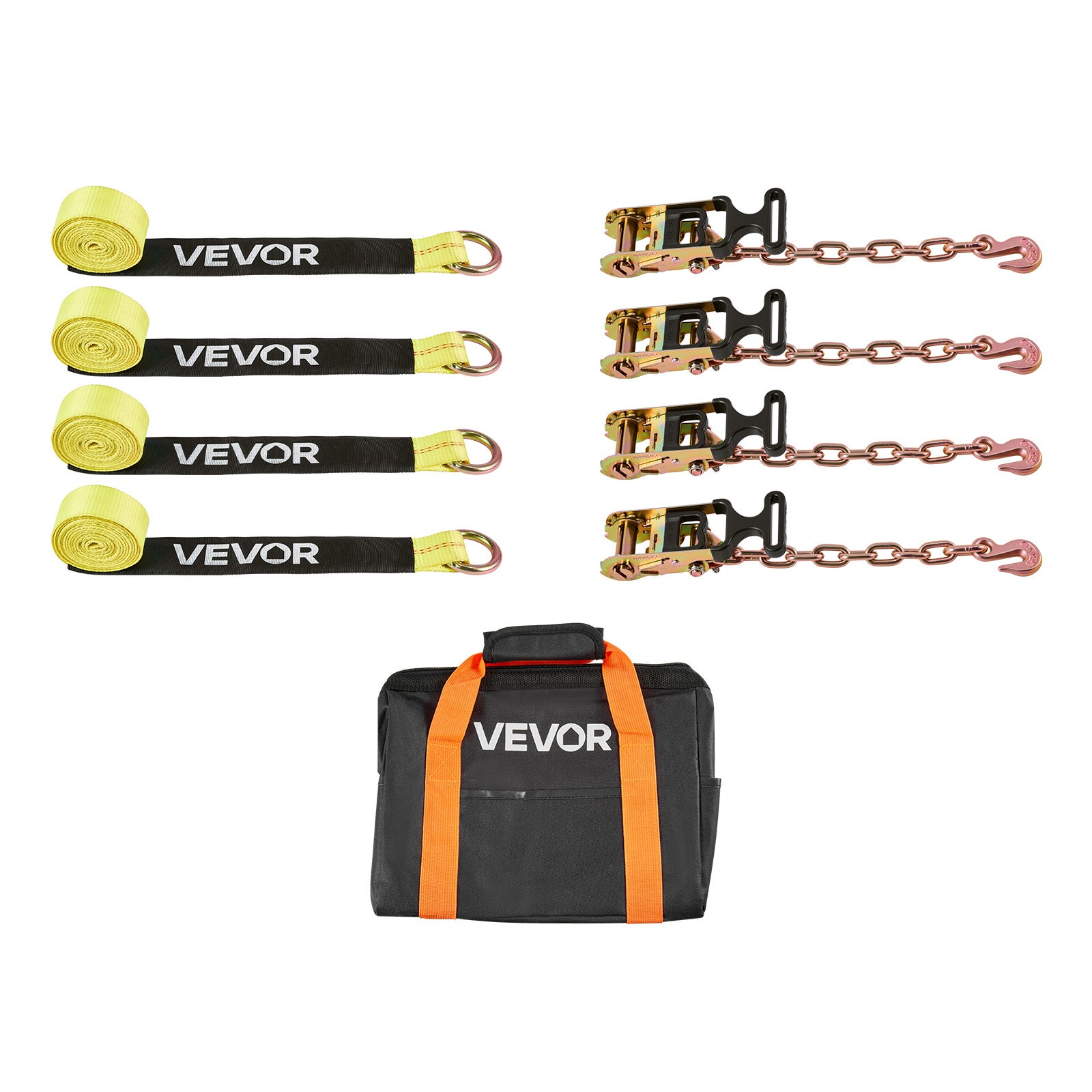 Zestaw pasow do mocowania kol VEVOR 4 szt 2x120 cal 1512 kg napinacze heavy duty do SUV ATV przyczep