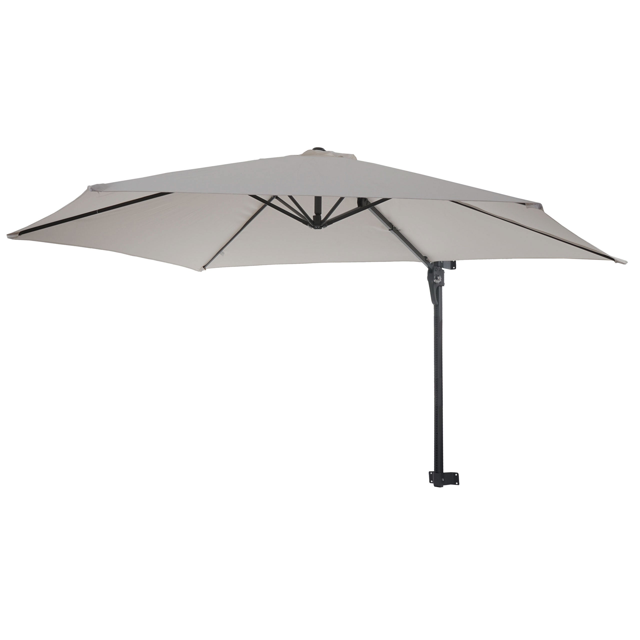 Parasol ścienny Casoria, parasol wiszący, parasol balkonowy, parasol przeciwsłoneczny, 3 m, odchylany, poliester, aluminium/stal, 9 kg ~ piaskowy
