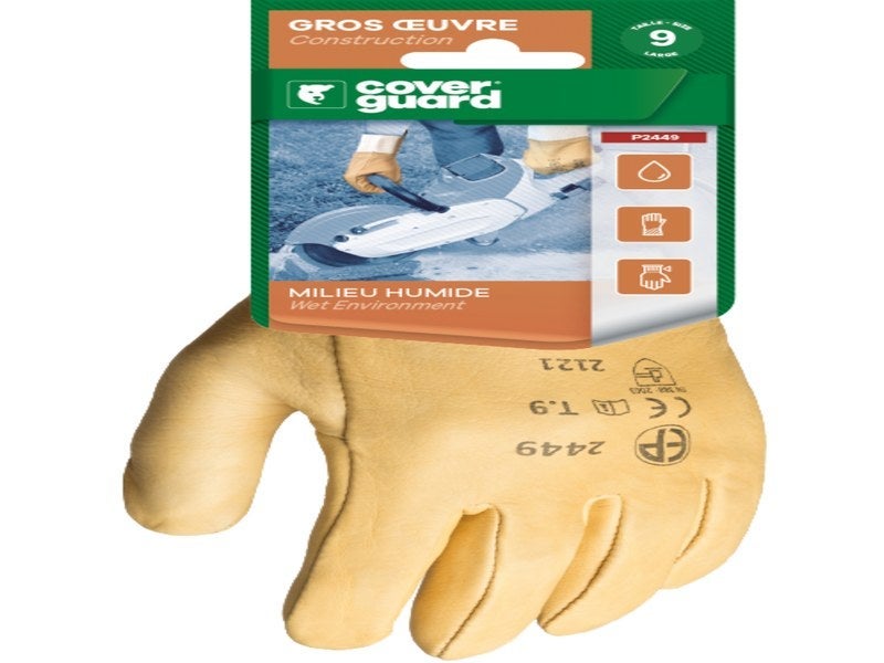 Gants fleur vachette hydrofug, protège artère cavalier - COVERGUARD - Taille L-9 - 6