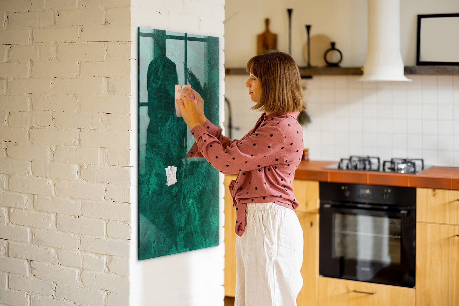 Tableau magnétique mural, Tulup - 60x120 cm - Bloc émeraude, 5 aimants, une éponge, un marqueur blanc - 6