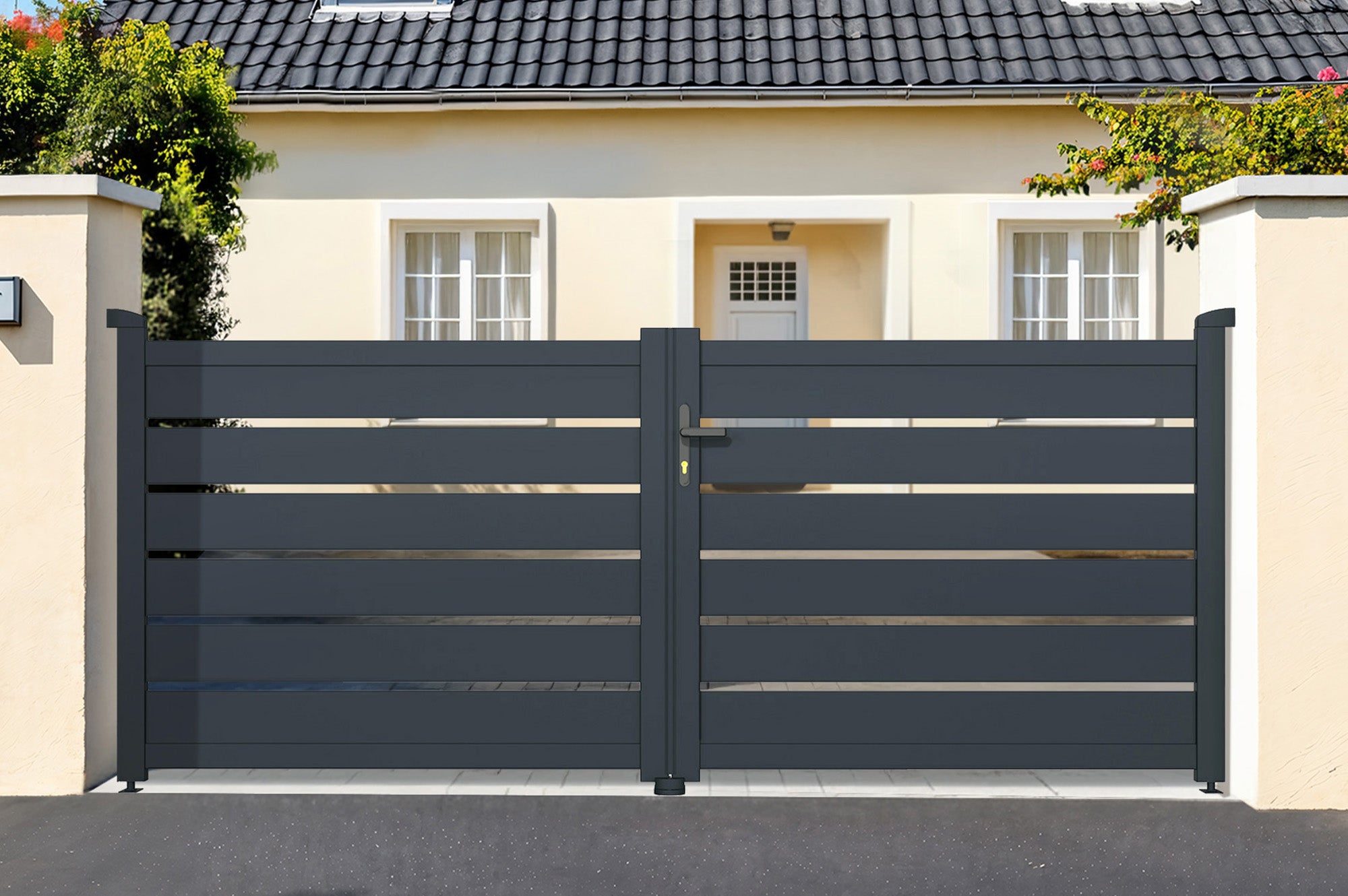 Portail battant 4m VOGEL H.120cm aluminium gris - 2