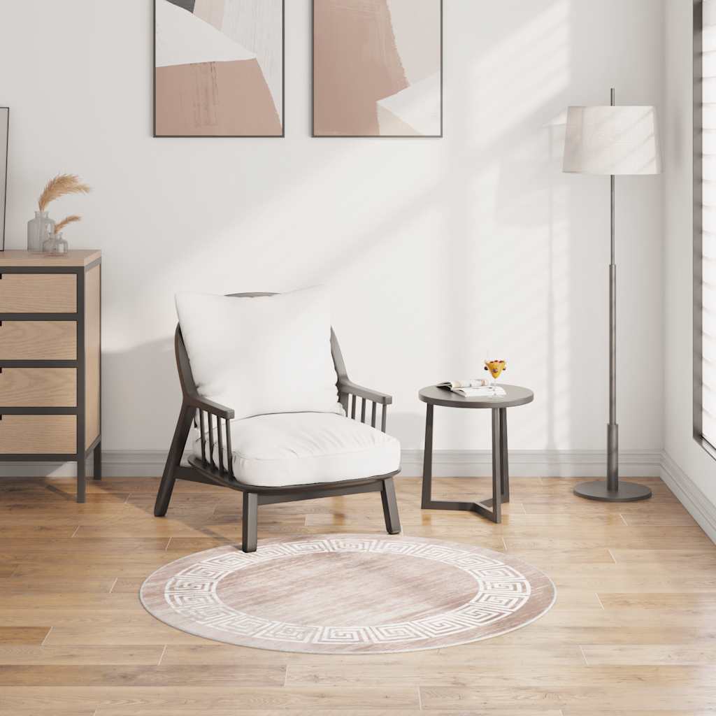 Dywan z możliwością prania, 120 cm, beżowy vidaXL