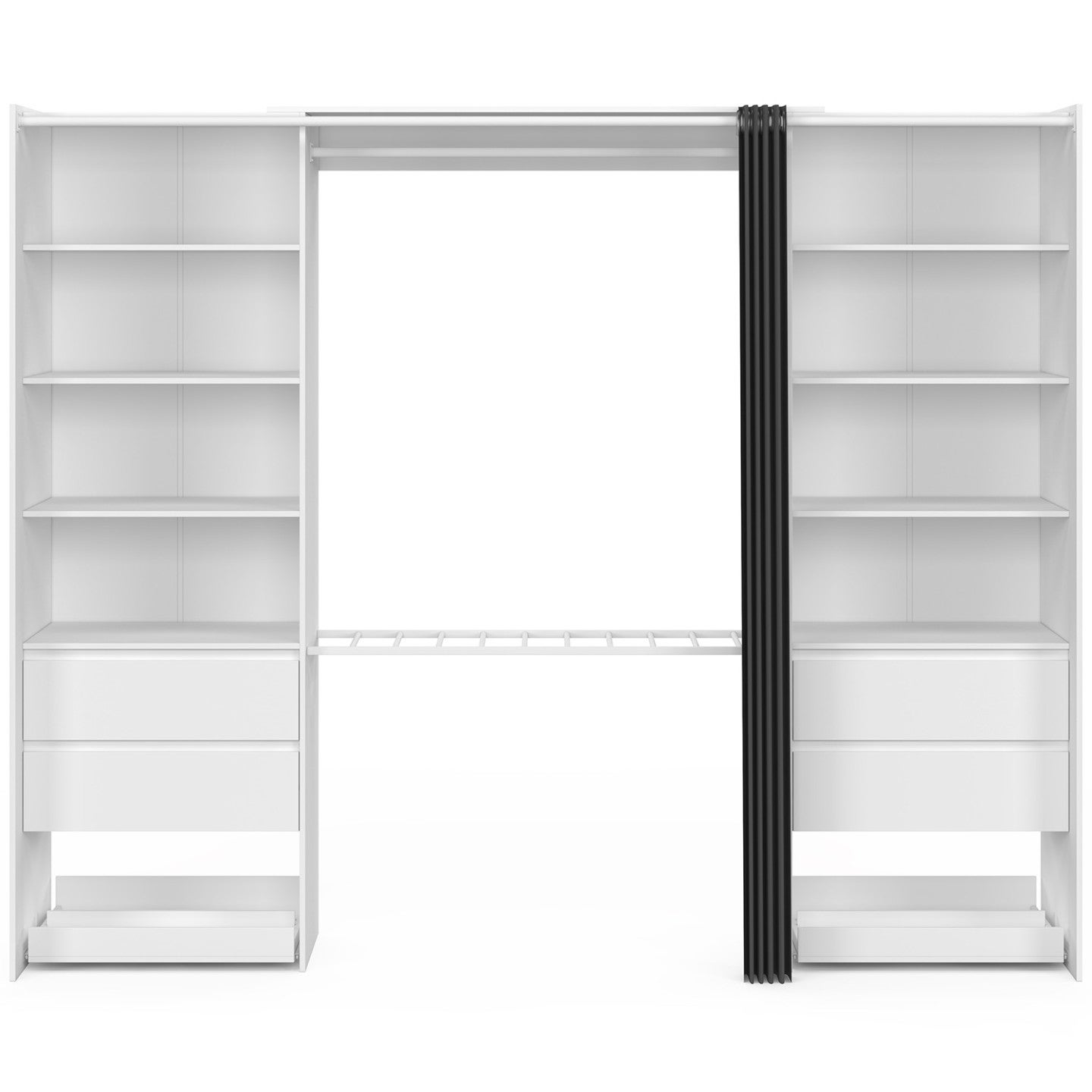 Dressing double XXL MERYL 220 cm avec porte pantalons + étagères + tiroirs + rangements à chaussures blanc et gris - 3