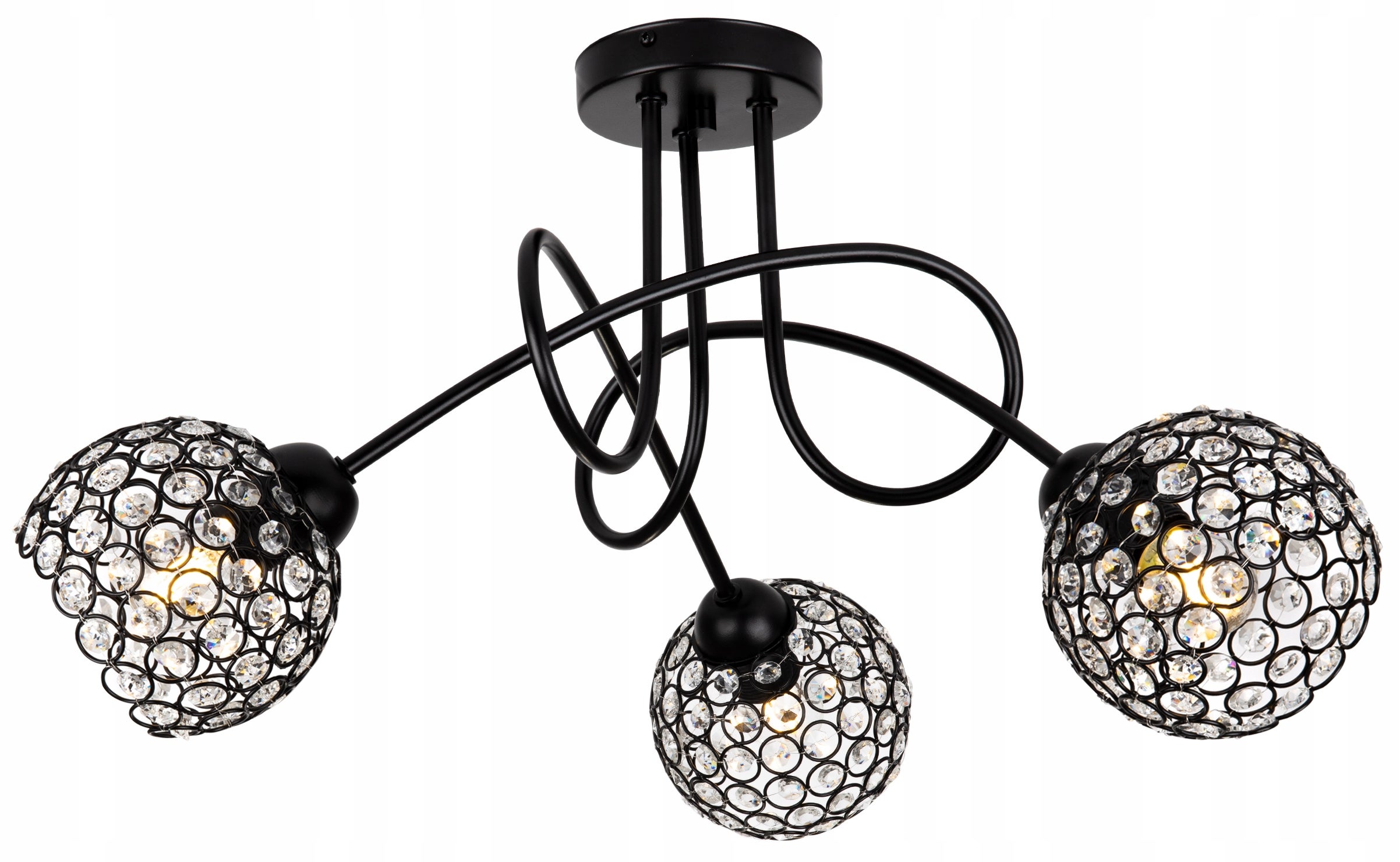 Lampa sufitowa żyrandol Crystal 3xE27 klosz kula kryształowa grafitowa Light Home LH