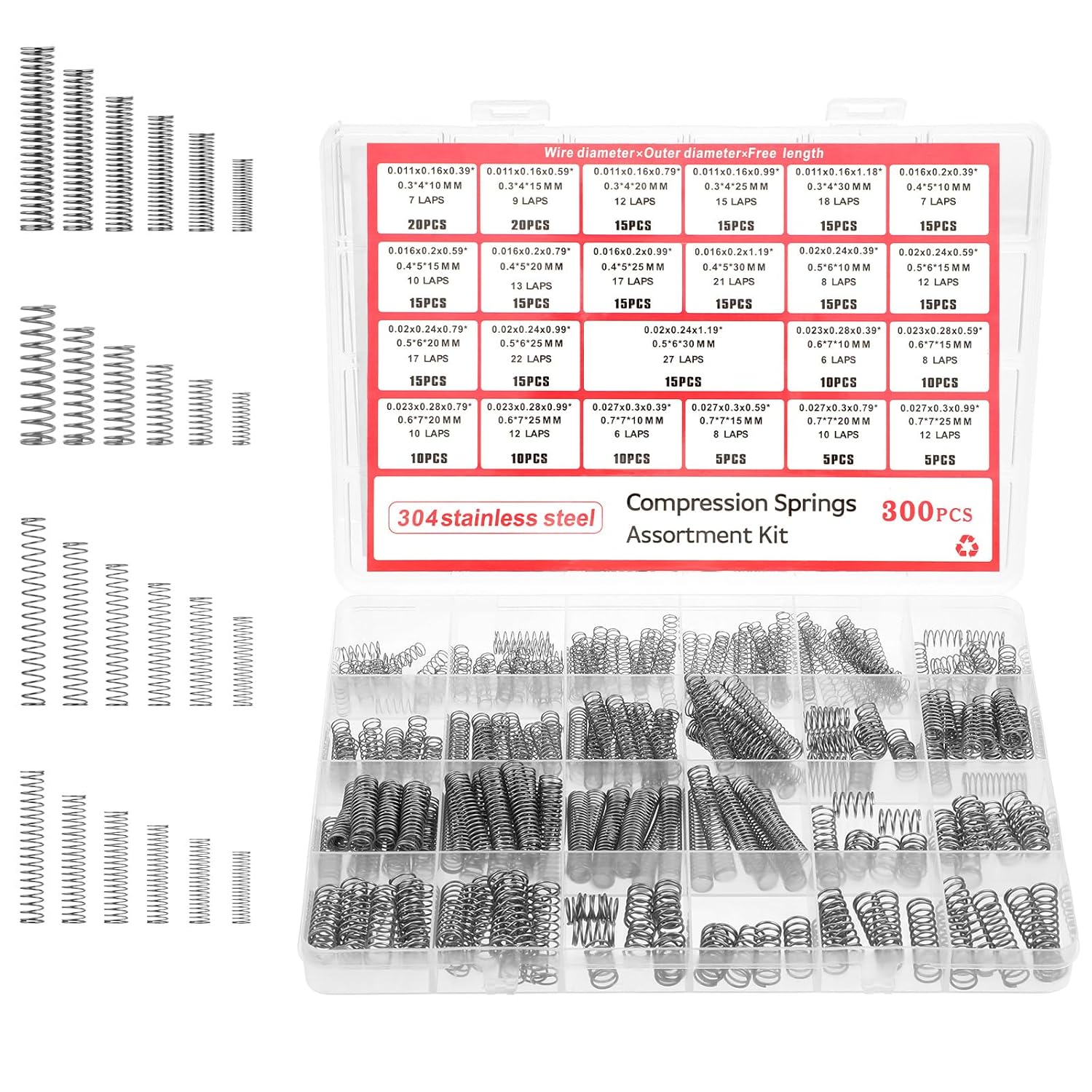 Kit d'assortiment de 300 ressorts de compression, ensemble de petits ...