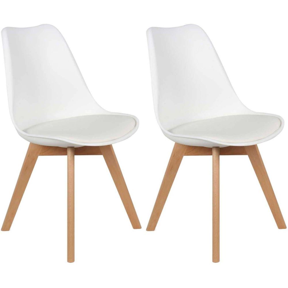 Lot De 4 Chaises - Home Deco Factory - Scandinaves - Rembourrées - Blanches - 6
