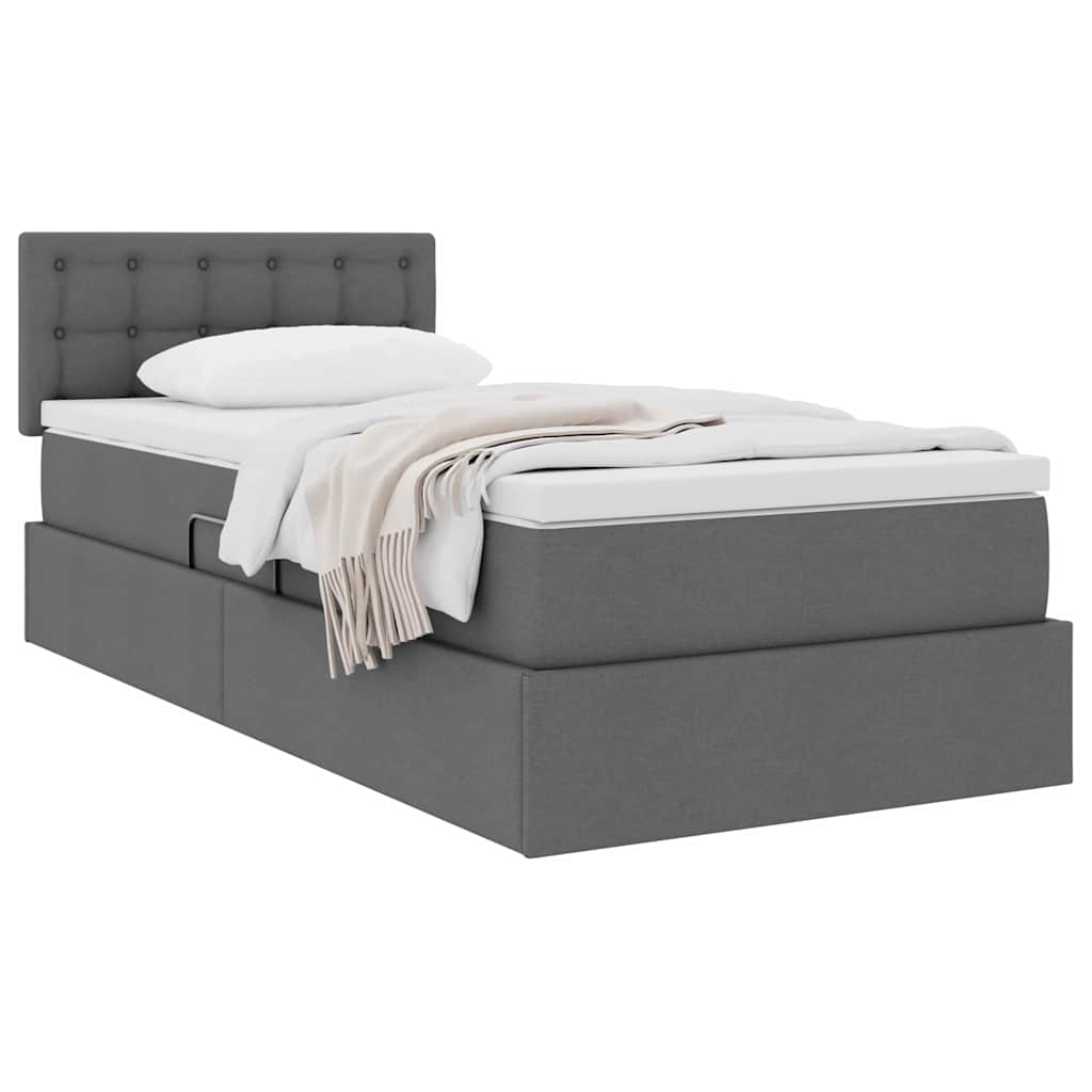 Lit de rangement avec matelas gris foncé 90 x 190 cm velours - 3