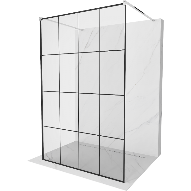 Mexen Kioto ścianka prysznicowa wolnostojąca 150 x 200 cm, czarna kratka 8 mm, chrom - 800-150-002-01-77