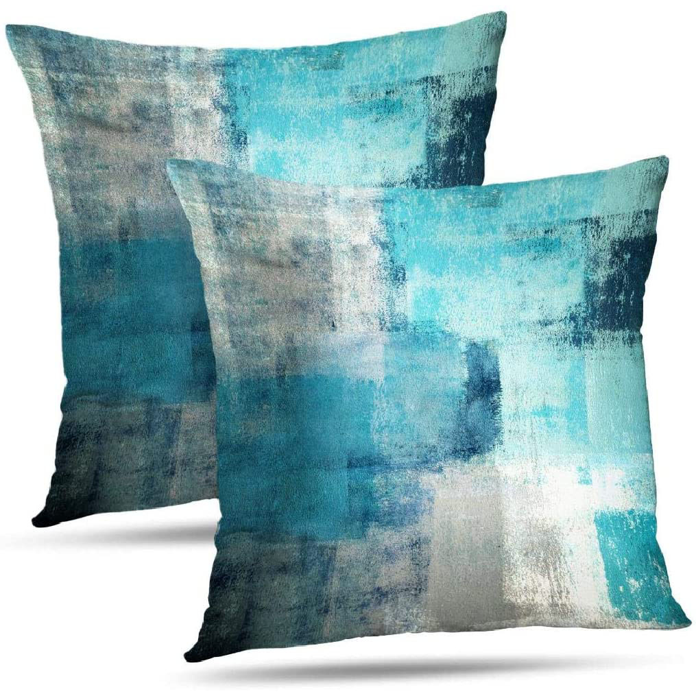 Set Di 4 Federe Per Cuscini 45x45 Cm In Lino E Cotone – Verde Acqua Turchese Per Divano E Esterni - 3