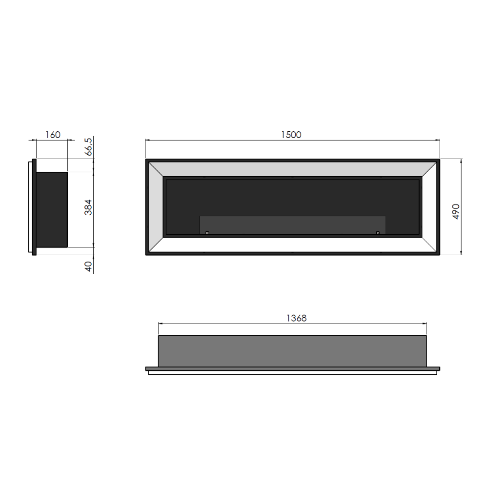 Chimenea de bioetanol Frame 1500 White SimpleFire empotrada con cristal - 2