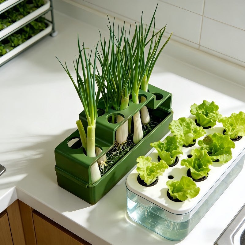 LEDANDER Lot de 2 jardinières hydroponiques pour oignons verts, récolte recyclée sans terre, boîte hydroponique automatique pour la maison - 3