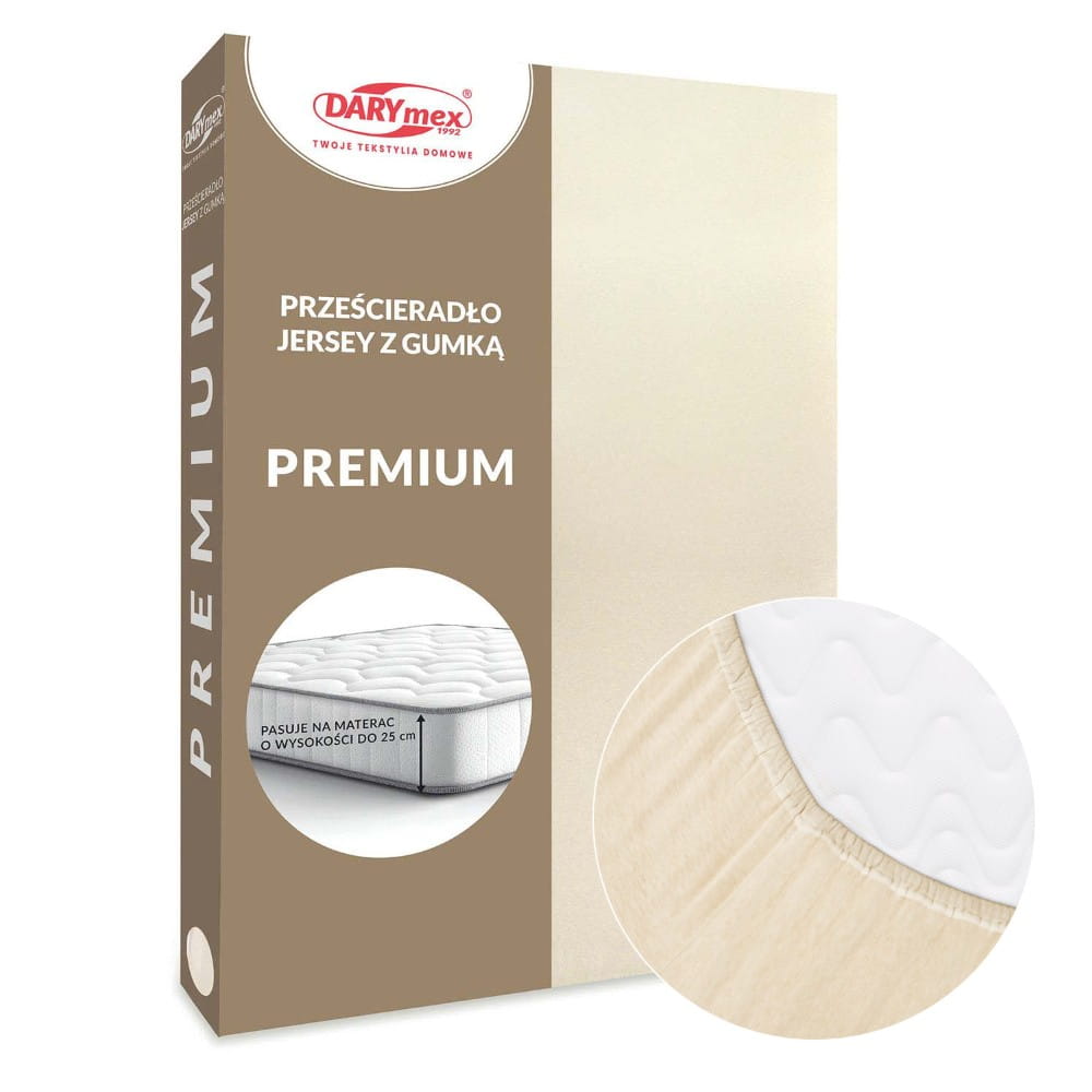 Prześcieradło jersey z gumką 120 x 200 kolor jasny beż PREMIUM - Darymex