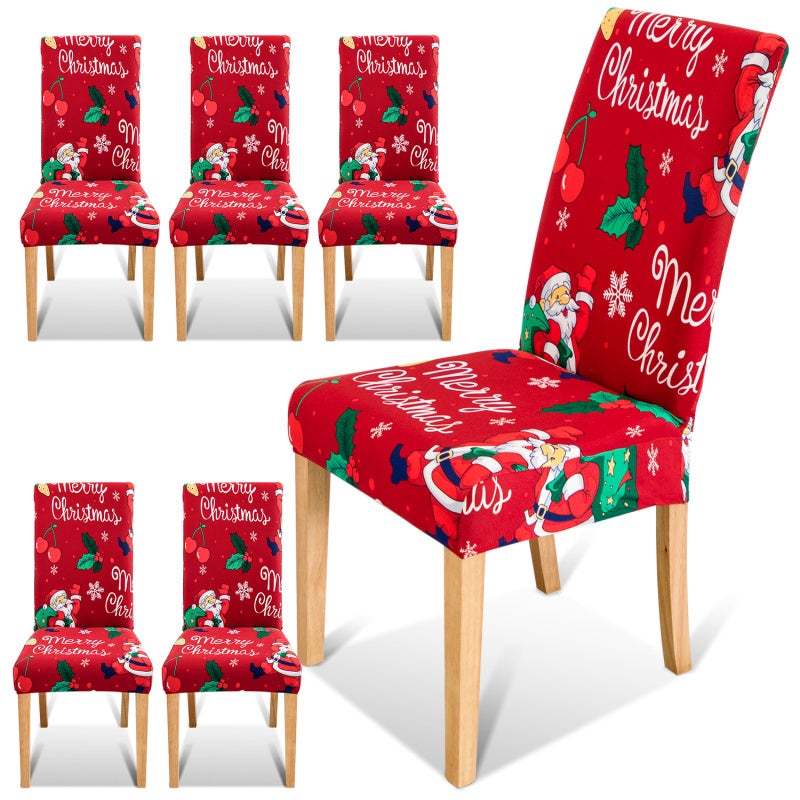 Lot 6 Housses De Chaise Noël – Bonhomme De Neige & Père Noël, Déco Festive Non Tissé 60x50 Cm