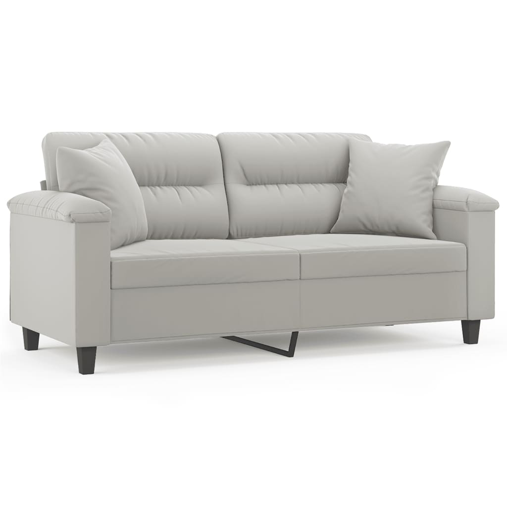 Sofá de 2 plazas | sofá de salón | sofá de descanso con cojines tela microfibra gris claro 140 cm cfw92923