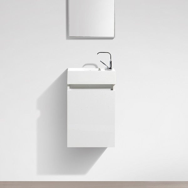 Meuble lave-main salle de bain design SIENA largeur 40 cm blanc laqué - 4
