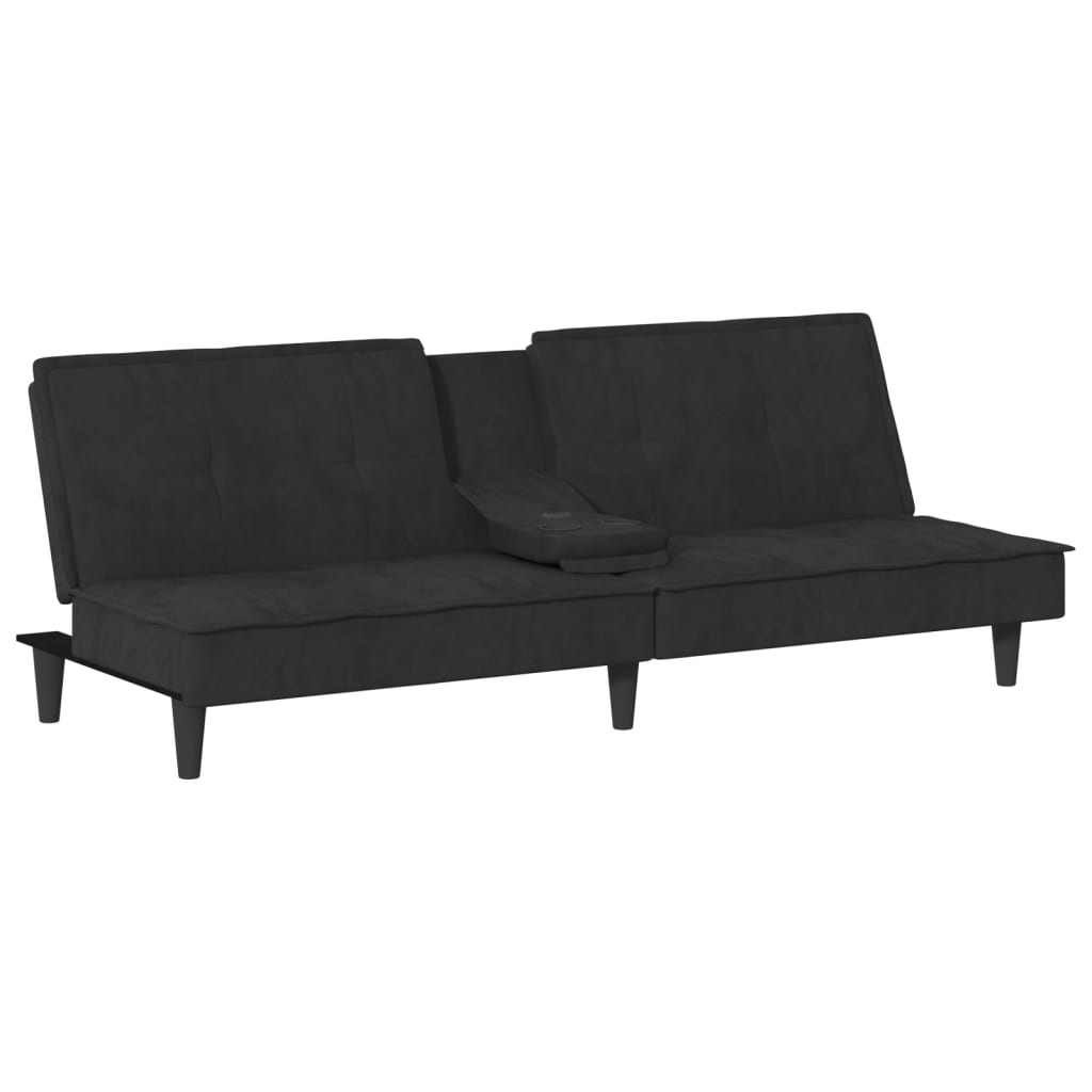 Sofá cama con portavasos 200 x 89 x 70 cm terciopelo negro 02_0019846 ...