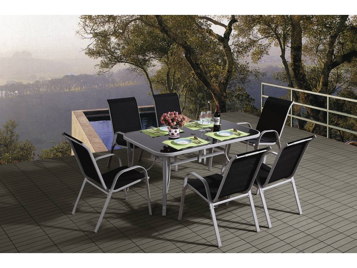 Table et chaises de jardin en textilène 