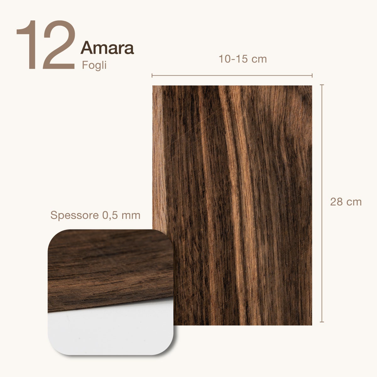 12 FOGLI DI IMPIALLACCIATURA IN LEGNO DI AMARA - 2