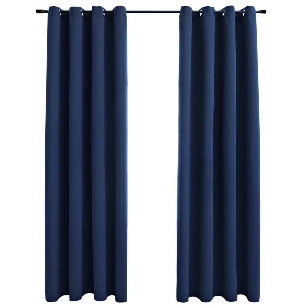 2 piezas cortinas opacas | cortinas oscurantes con anillas de metal azul 140x225 cm cfw31327