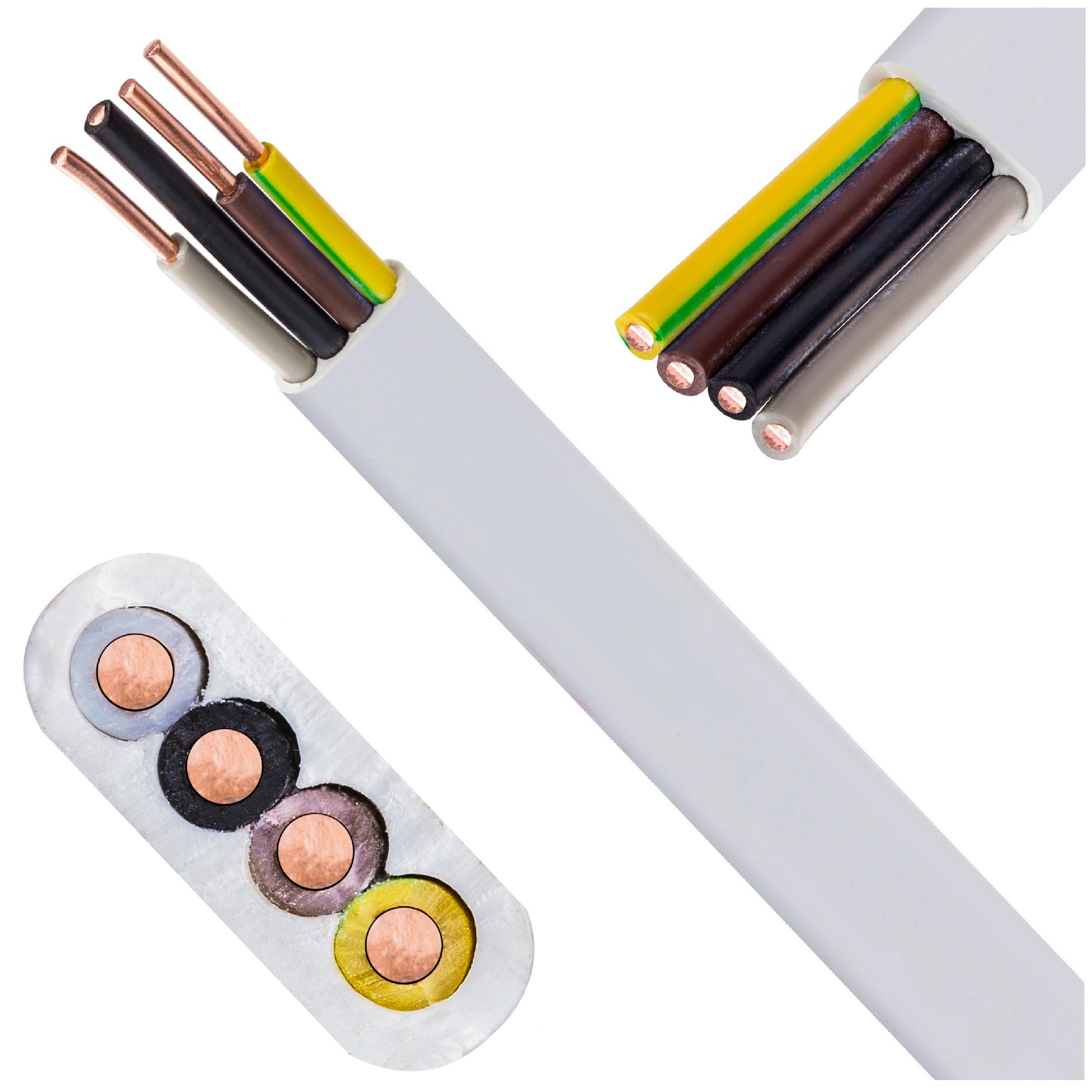 Kabel instalacyjny płaski EL-Instal HP+ HDHp 4x1,5mm2 biały 450/750V bezhalogenowy YDYp B2ca drut Eltrim 100m