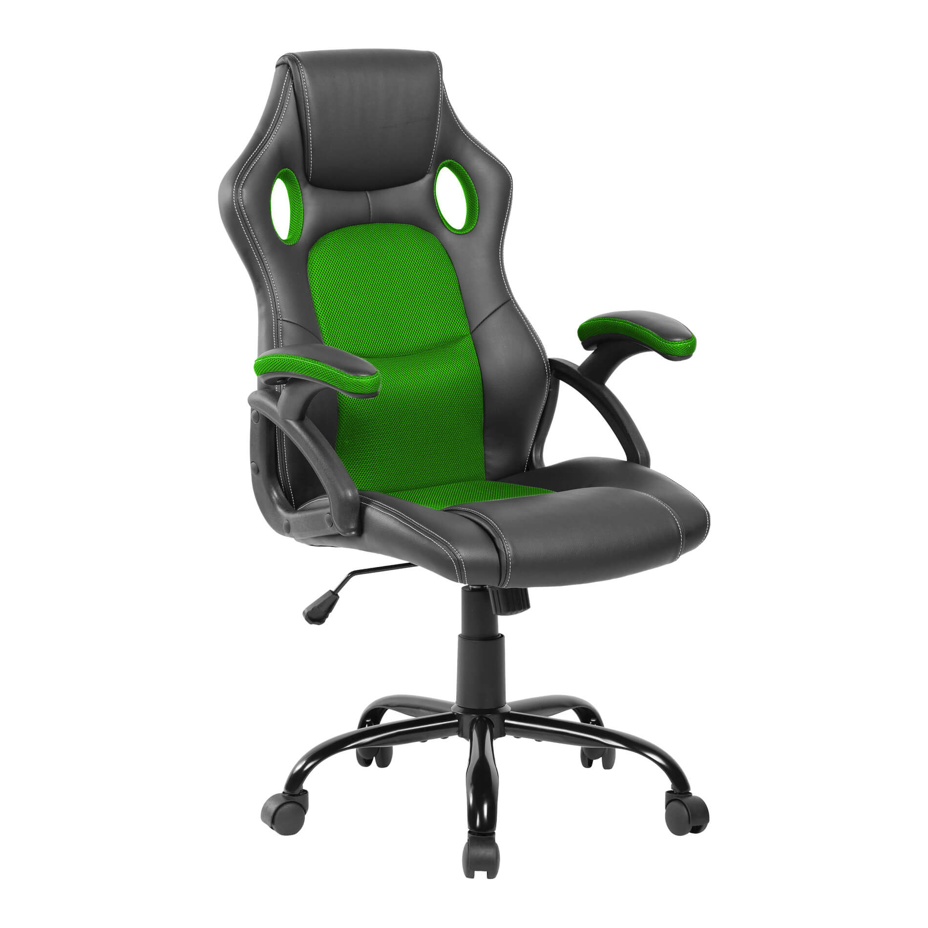 Rebecca Mobili Siedzisko Biurowe, Fotel Skóra Syntetyczna Nylon, Czarny Zielony, Ergonomiczny Kształt