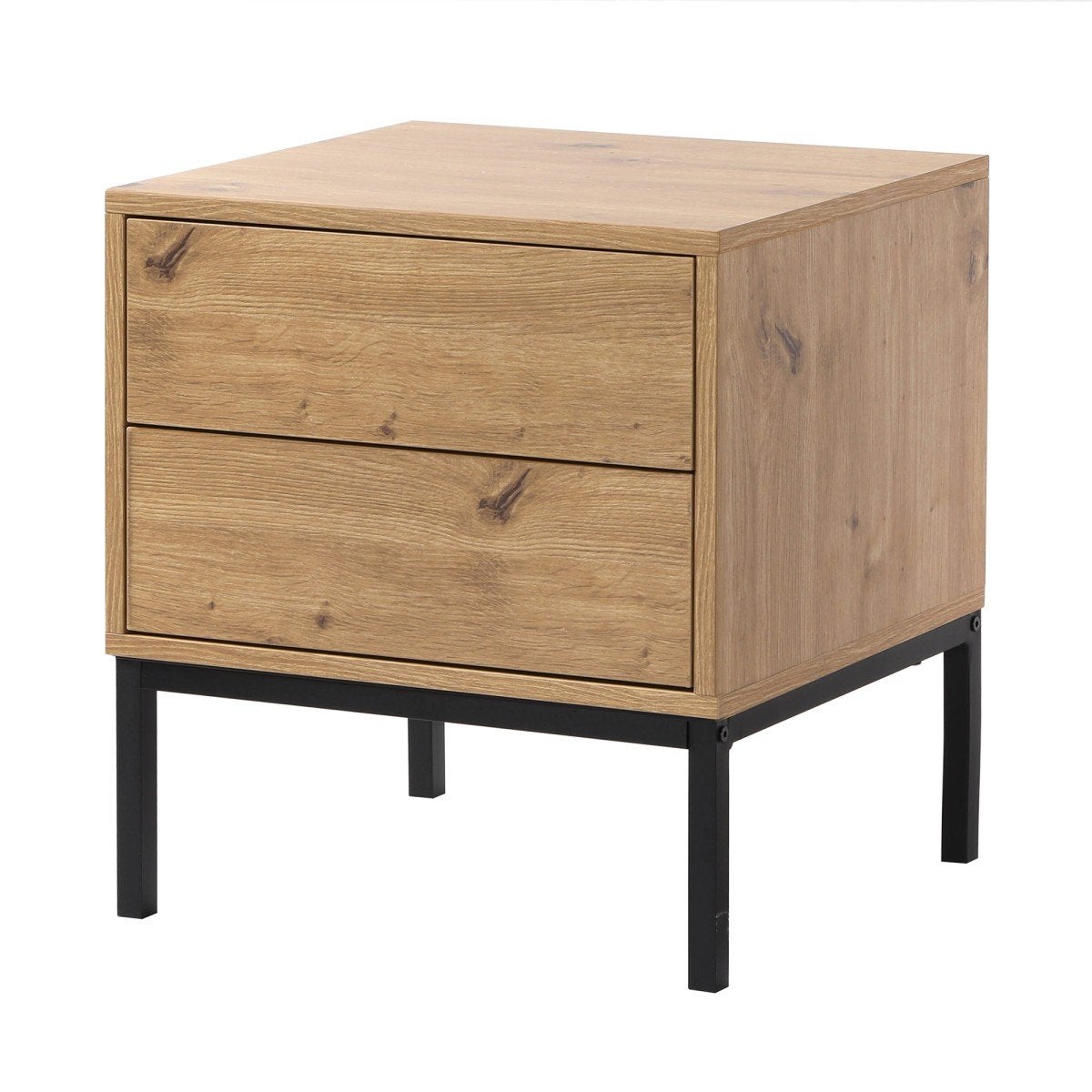 Comodino con 2 cassetti, decorazione rovere, altezza 50 cm - LENNY - 3