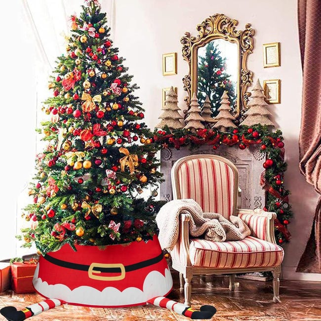 Sapin De Noël Rouge Lumineux En Forme De Chapeau Du Père Noël - LED, Pliable - Décoration Chambre, Bureau, Fête