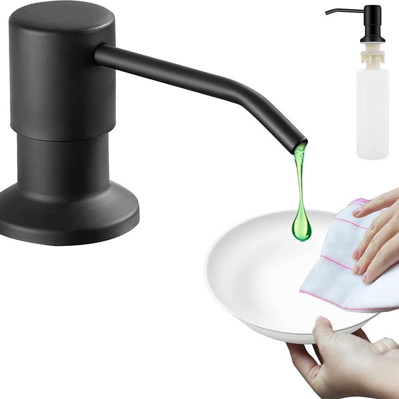 Wpuszczany dozownik do mydła ze stali nierdzewnej - 300 ml, 360° - Kompatybilny z otworami od 25 do 36 mm na blatach - Czarny