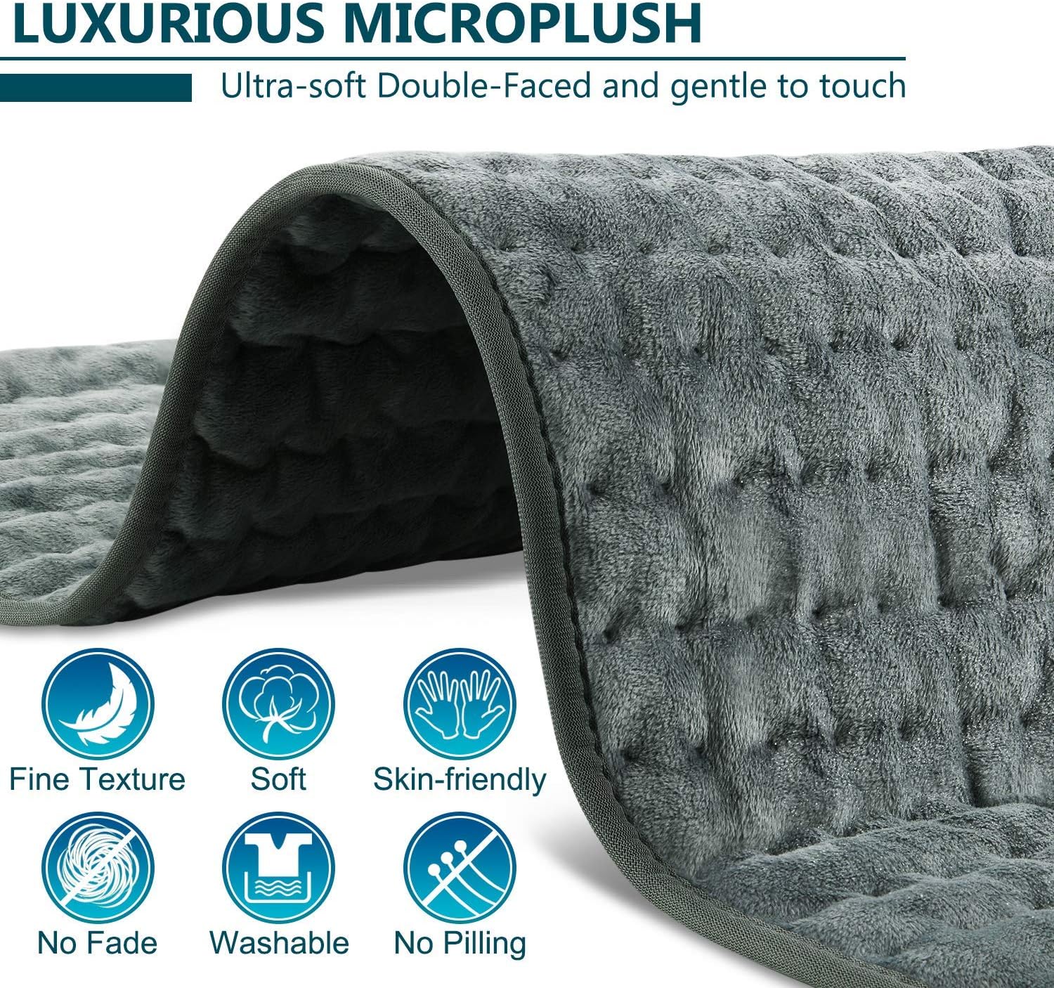 Tappetino Riscaldante Tappetino Riscaldante Elettrico per Alleviare Mal di Schiena e Spasmi (Grigio Scuro, 83 cm x 43 cm) - 2