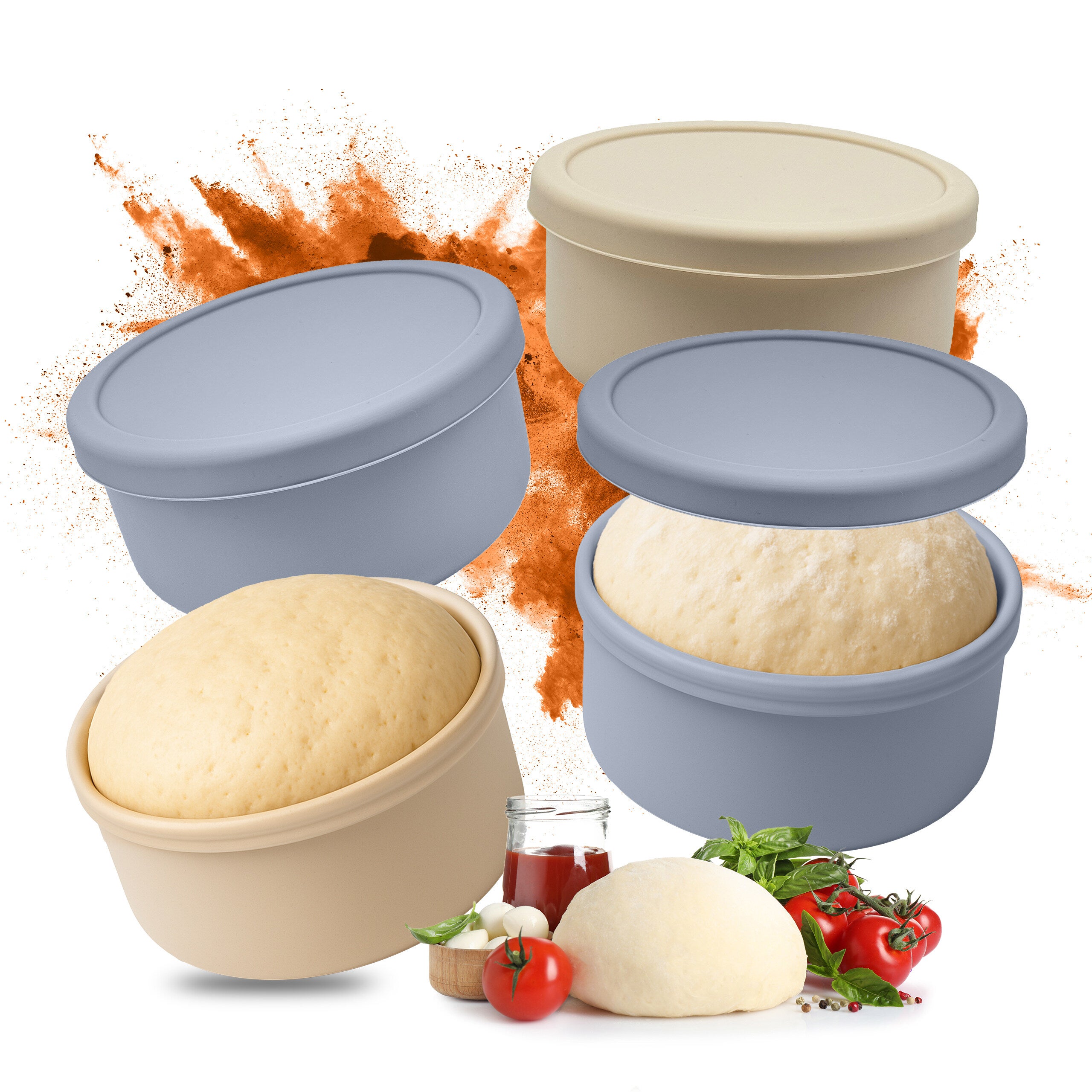 Contenitore per Impasto di Grado Alimentare, Vassoio per Pizza in Plastica Resistente, Contenitore Impilabile per Fermentazione Impasto con Coperchio per Cucina