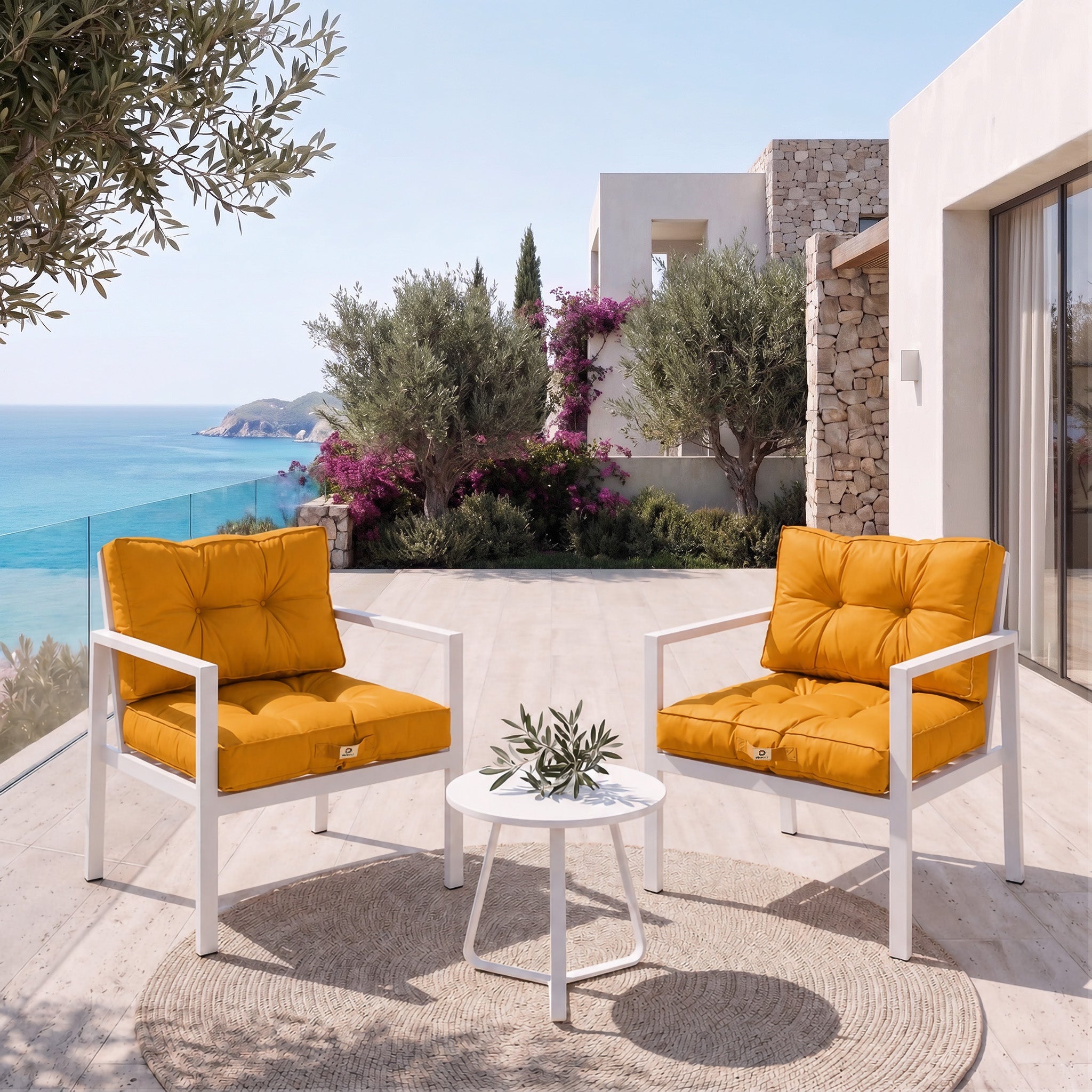 Coussins pour salon de jardin capitonné 60x60cm jaune - 2
