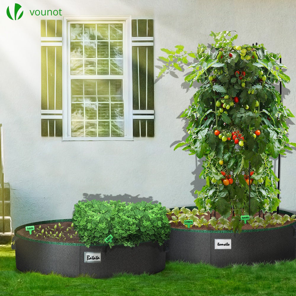 Lot de 3 sacs de plantation non tisse 200L avec poignee Noir VOUNOT® - 5
