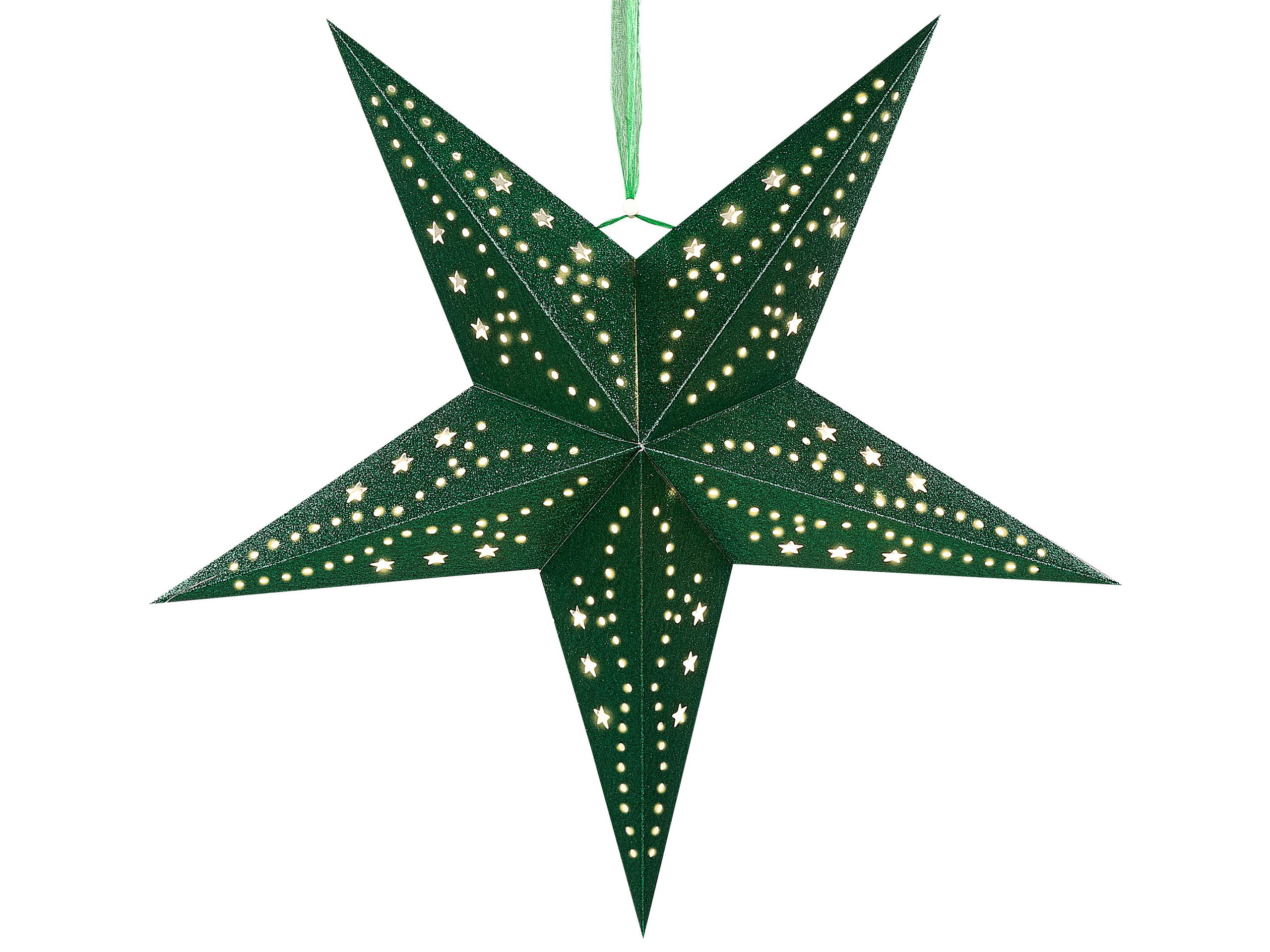 Set di 2 decorazioni da appendere stella MOTTI Carta 45 cm Verde smeraldo - 5