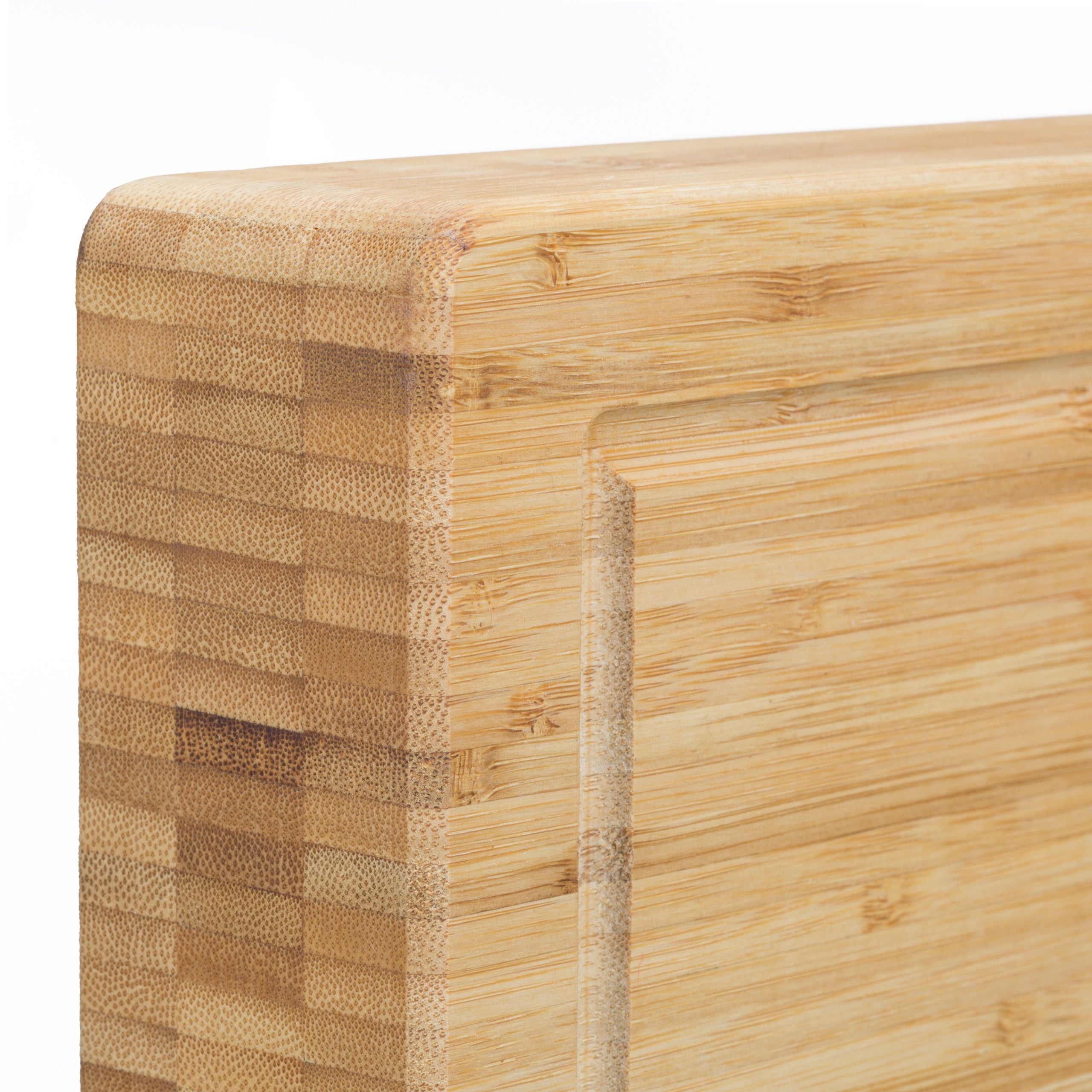 4x Tagliere Grande in Bambù Massiccio Manici ad Incavo Scanalatura Scorrisucco, Antigraffio HLP: 5,5x45x35cm, naturale - 5