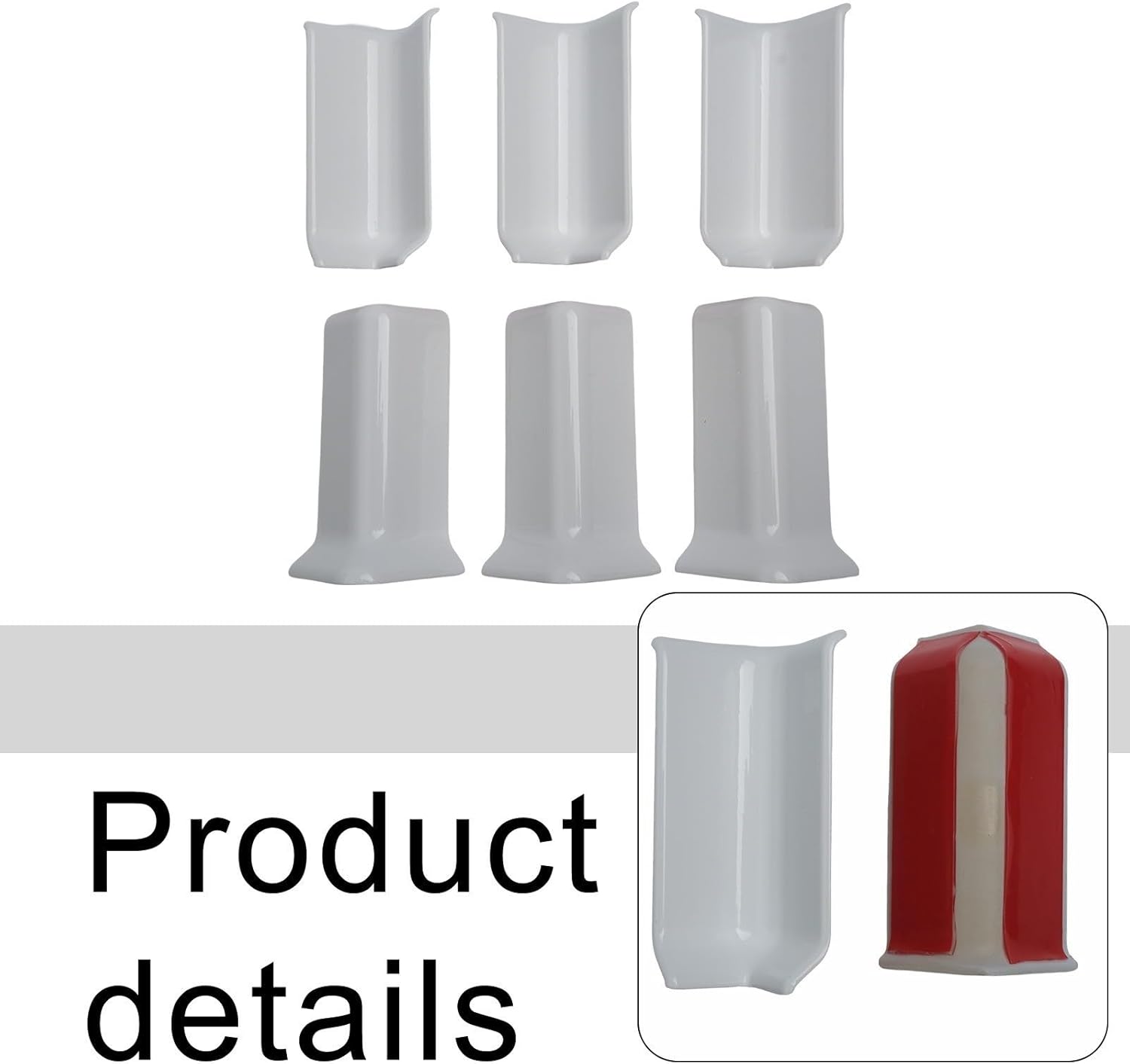 Lot de 6 protections d'angle pour plinthes de 8 cm de hauteur - Connecteurs intérieurs et extérieurs - Pour plinthes de 8 cm de hauteur - gris - 2