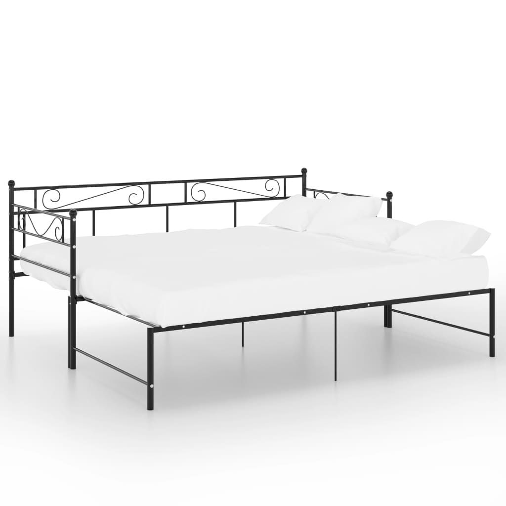 Maison Exclusive - Cadre de canapé-lit extensible sans matelas Noir Métal 90x200cm - 3