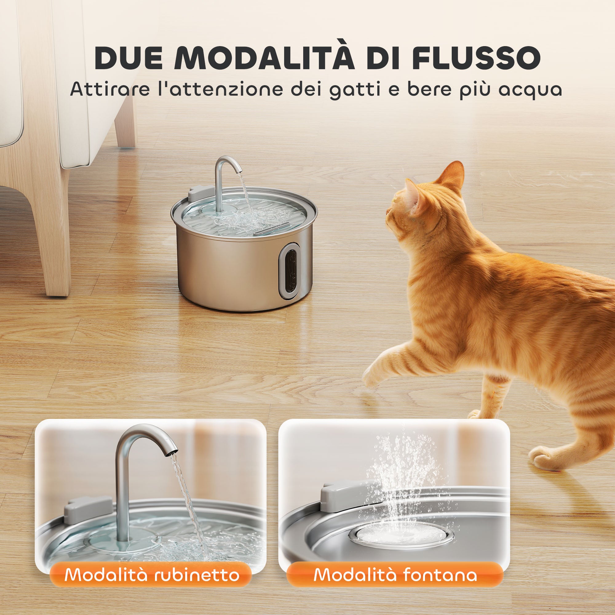 Fontaine à eau pour chat avec lumière LED, brosse et 2 jets d'eau, en acier inoxydable 304, 19,4 x 19,4 x 18,7 cm, argent - 7