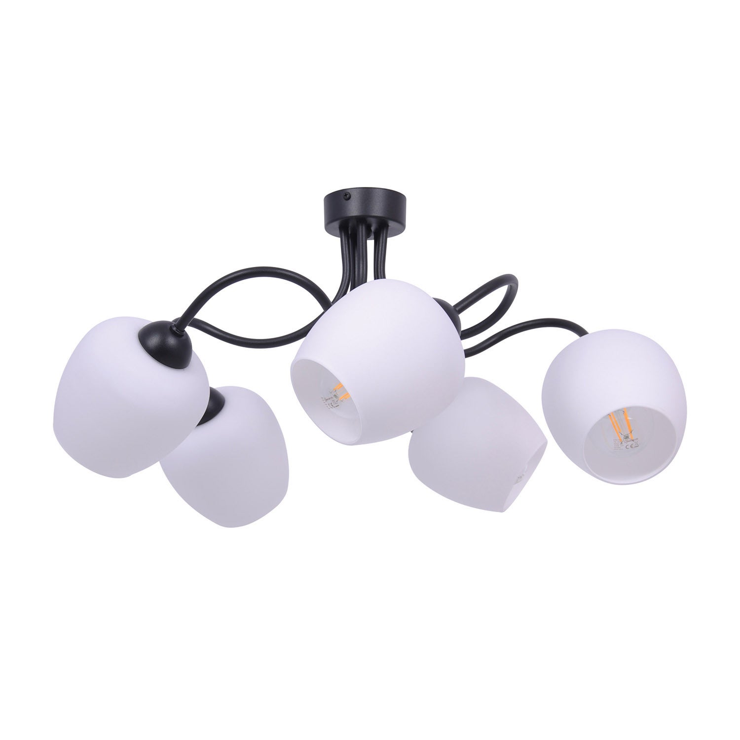 Lampa wisząca Alto czarno-biała 5xE27x60W wym: 28 x 60 x 60 cm szkło Kaja
