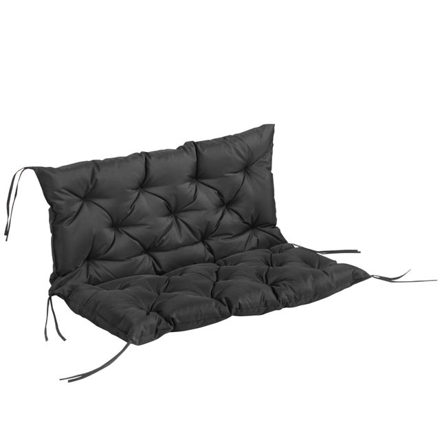 Cojín para Banco Outsunny Poliéster, Algodón Negro 100x98x8 cm