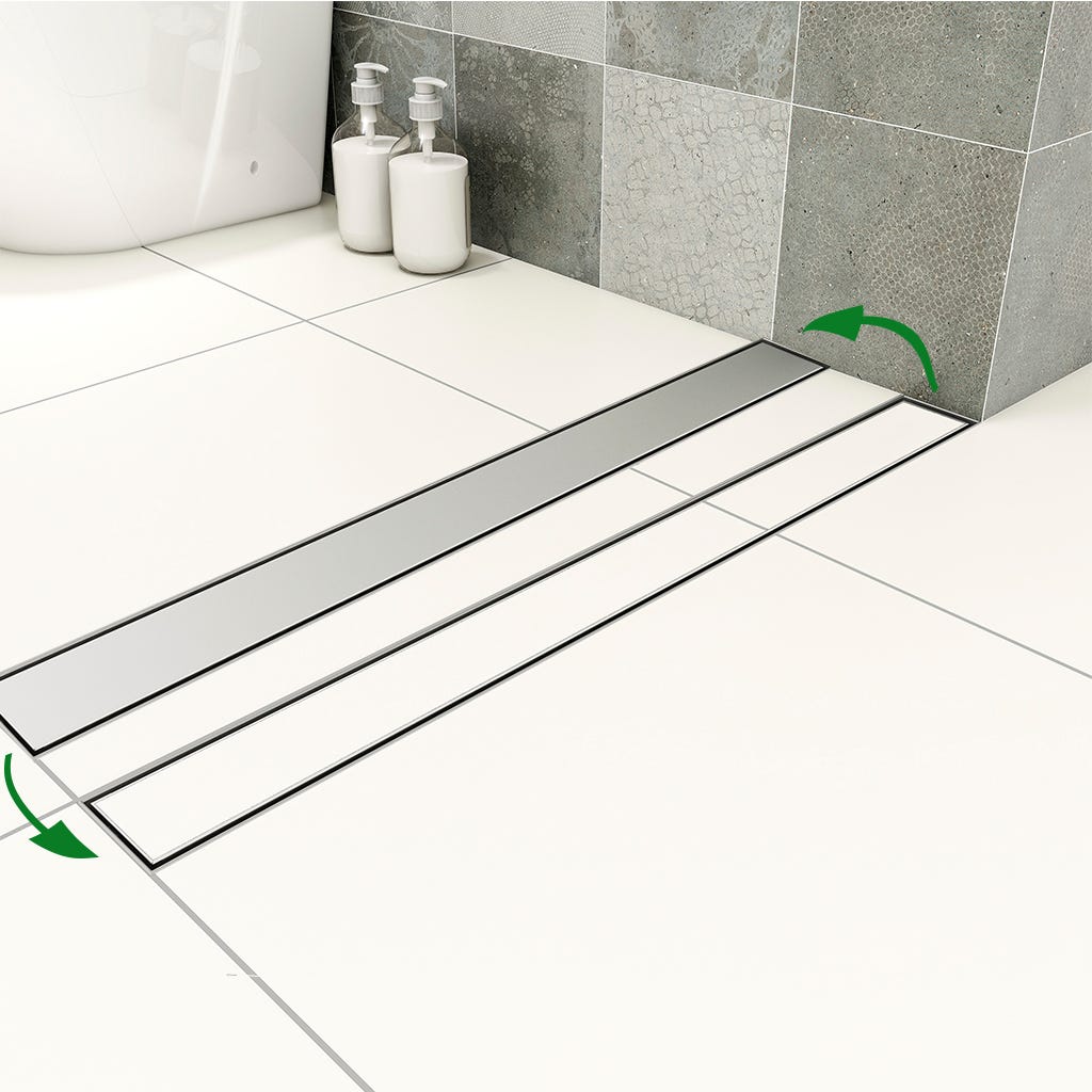 Canalina doccia a pavimento 60cm con panello piastrellabile in acciaio inox AICA ITALY scarico doccia 2-in-1 spazzolato Canalina doccia a pavimento 60cm con panello piastrellabile in acciaio inox AICA ITALY scarico doccia 2-in-1 spazzolato