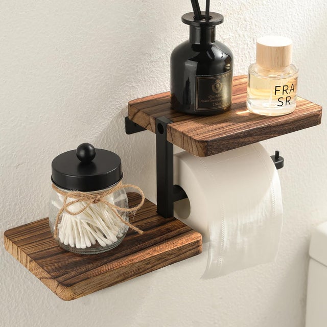 Porte Papier Toilette Mural avec Tablette, Support Papier Toilette Mural avec étagères Porte mouchoirs de Salle de Bain Porte Rouleau de