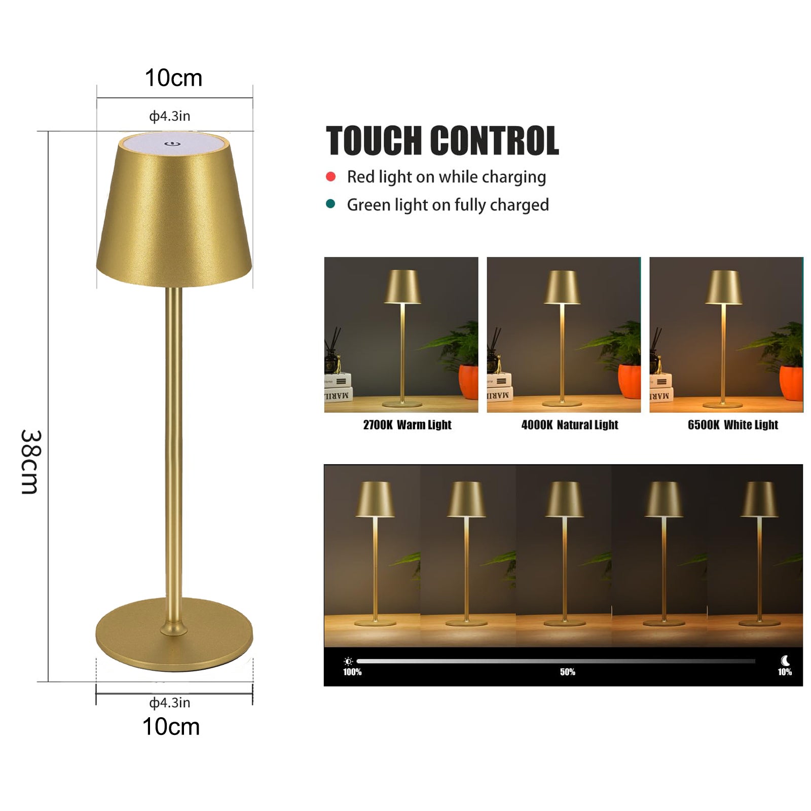 Lampe Tableau Sans Fil Rechargeable K-Bright Diable LED Lape De Table Batterie Rechargeable 2W IP54 Lampe De Bureau